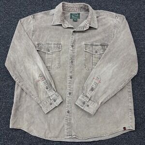 Woolrich Corduroy Overshirt Shirt Jacket Men's 2XL Gray Btn Workwear Shacket L/S
